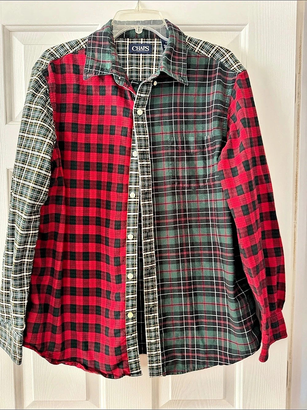 Men’s Chaps Plaid Cotton Button Down Size Large Like New
